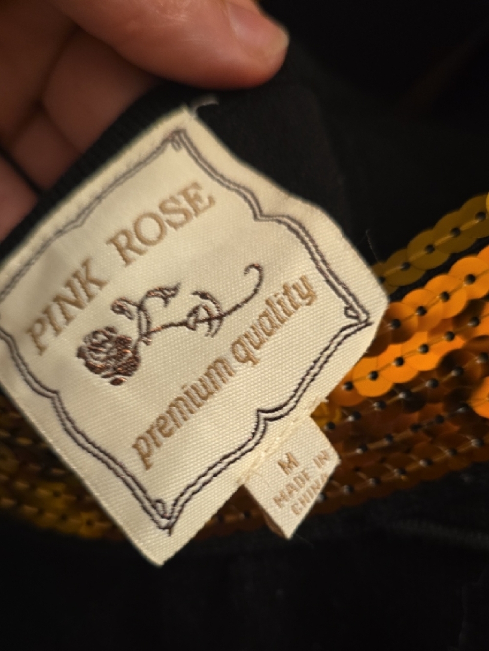Pink Rose Black Bodycon Mini Dress with Gold Sequin Scoop - Picture 2 of 4